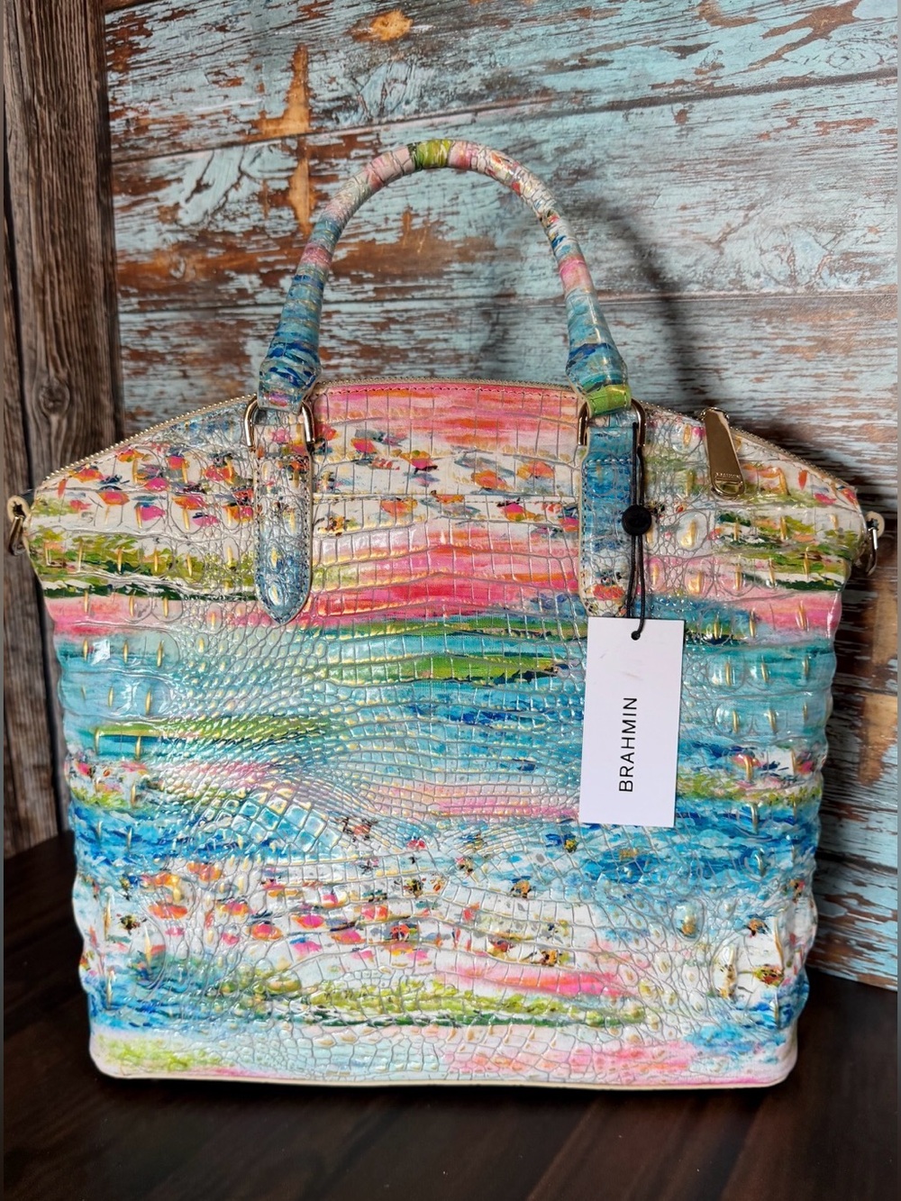 BRAHMIN Large DUXBURY STAYCATION TROPICAL BEAUTY NWT FISH COLORFUL - Picture 3 of 12